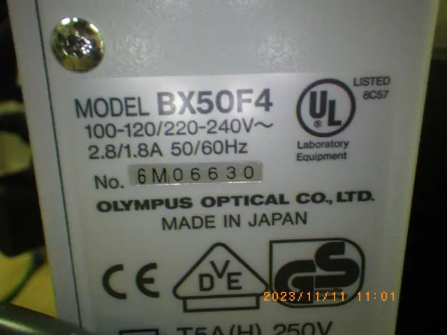 オリンパス Olympus BX50F4 銘板写真(2/2)
