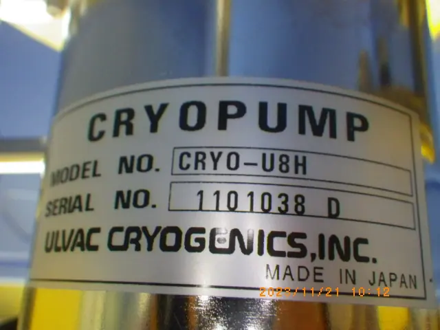 アルバック Ulvac CRYO-U8H 銘板写真(2/2)