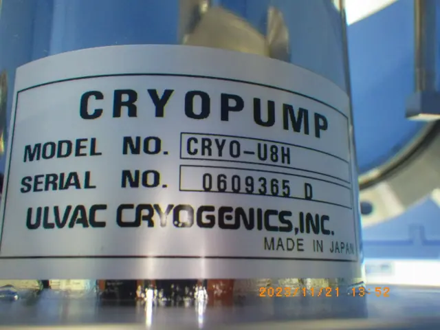 アルバック Ulvac CRYO-U8H 銘板写真(2/2)