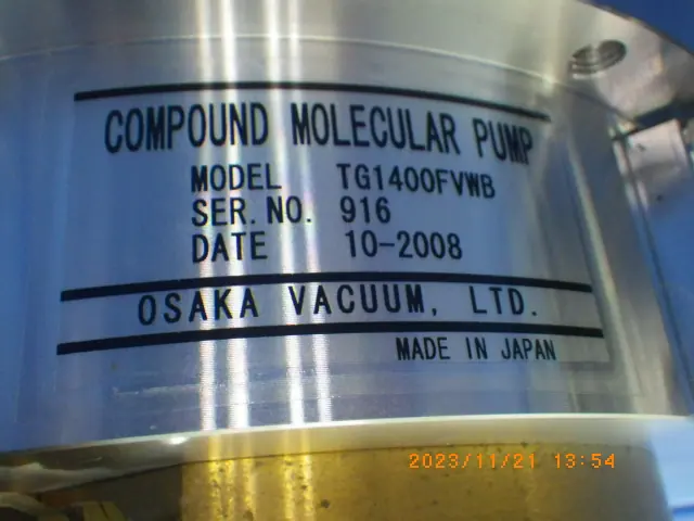 大阪真空機器製作所 TG1400FVWB 銘板写真(2/2)