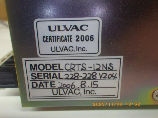 アルバック Ulvac CRTS-12 銘板写真(2/2)