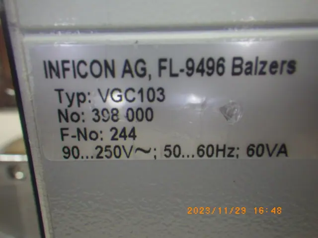 インフィコン Inficon VGC103 銘板写真(3/5)