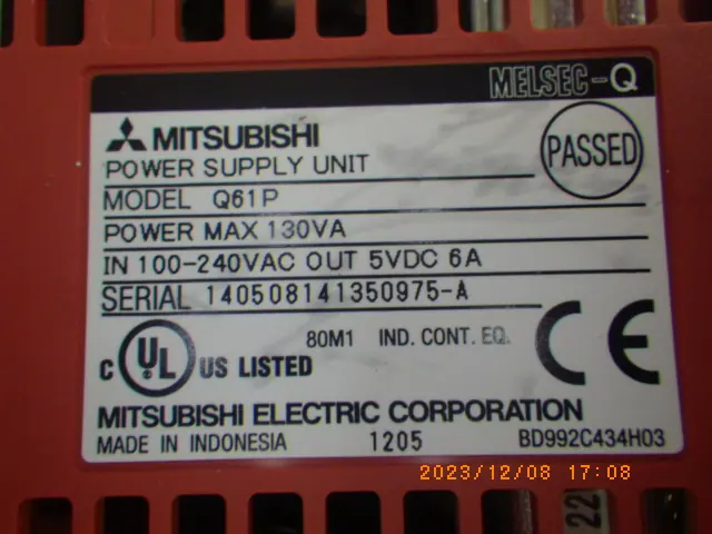 三菱電機 Mitsubishi Q61P 銘板写真(2/2)