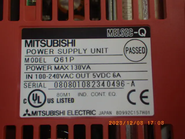 三菱電機 Mitsubishi Q61P 銘板写真(2/2)