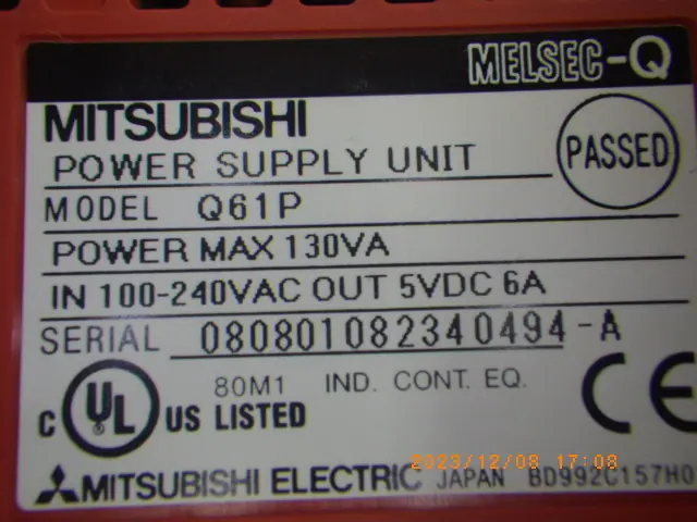 三菱電機 Mitsubishi Q61P 銘板写真(2/2)