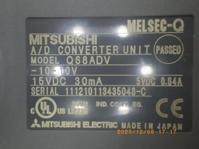 三菱電機 Mitsubishi Q68ADV 銘板写真(2/2)