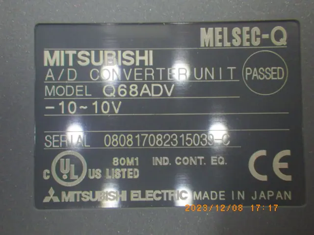 三菱電機 Mitsubishi Q68ADV 銘板写真(2/2)