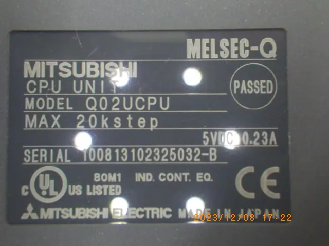 三菱電機 Mitsubishi Q02UCPU 銘板写真(2/2)