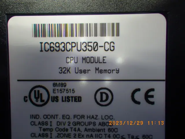 ファナック IC693CPU350-CG 銘板写真(2/2)