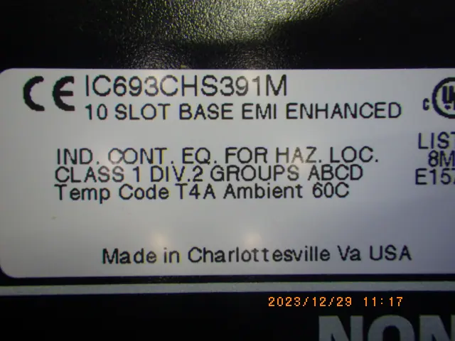 ファナック IC693CHS391M 銘板写真(2/2)
