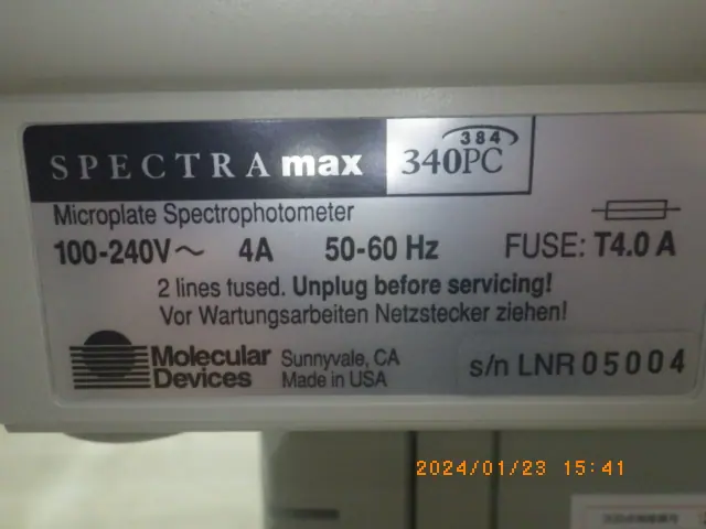 SPECTRAMAX340PC 銘板写真(2/2)