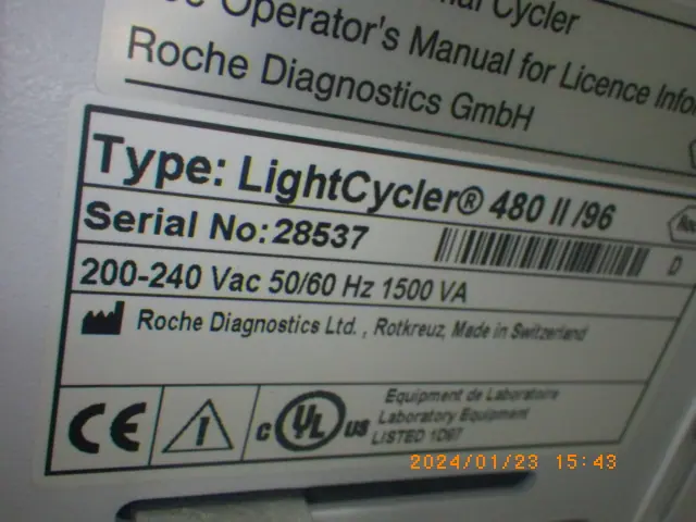 Roche LIGHTCYCLER480II 銘板写真(2/2)