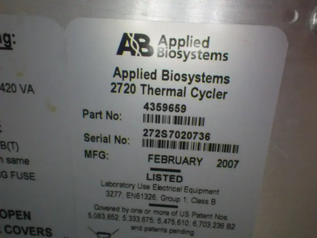 Applied Biosystems 2720 銘板写真(2/2)