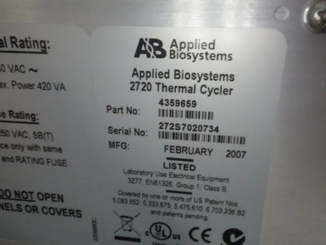 Applied Biosystems 2720 銘板写真(2/2)