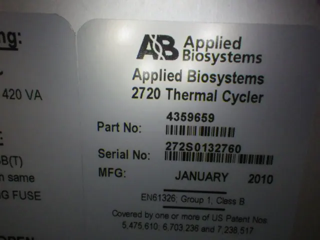 Applied Biosystems 2720 銘板写真(2/2)