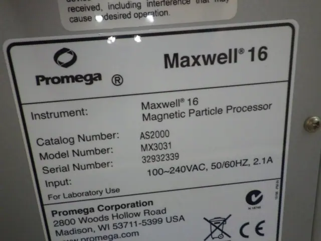 Promega MAXWELL16 銘板写真(2/2)