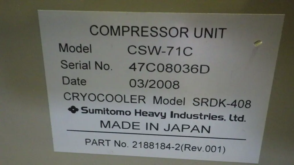 住友重機械工業 Sumitomo Heavy Industries CSW-71C 銘板写真(2/2)