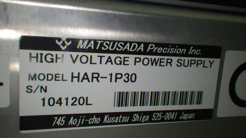 松定プレシジョン Matsusada HAR-1P30 銘板写真(2/2)