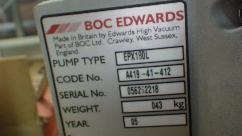 エドワーズ Edwards EPX180L 銘板写真(2/2)