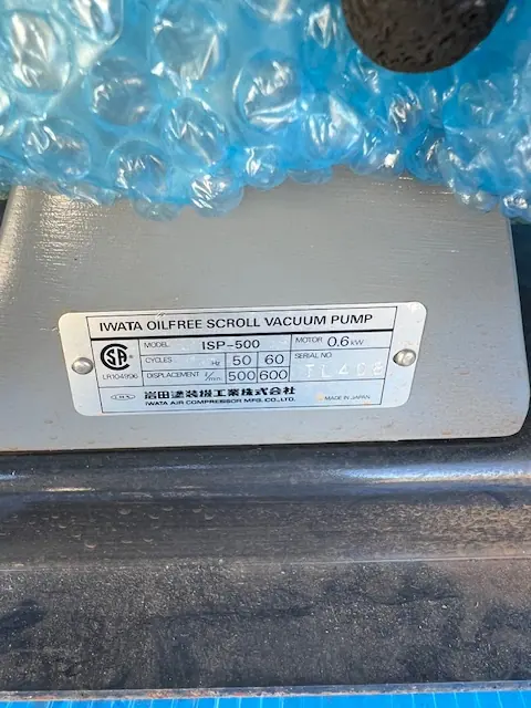 アネスト岩田 ISP-500 銘板写真(2/2)