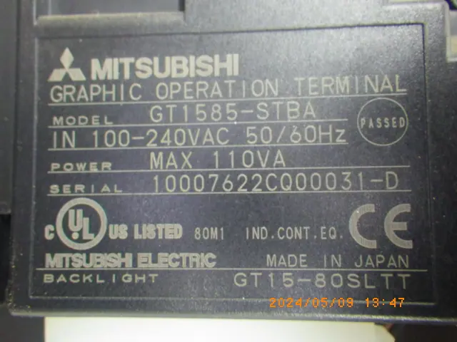 三菱電機 Mitsubishi GT1585-STBA 銘板写真(2/2)