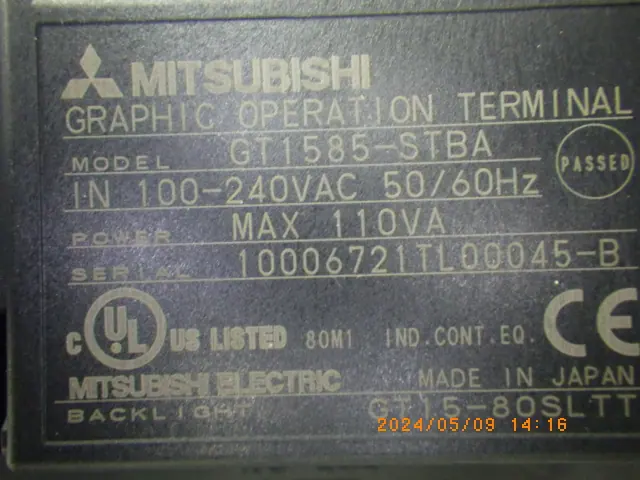 三菱電機 Mitsubishi GT1585-STBA 銘板写真(2/2)