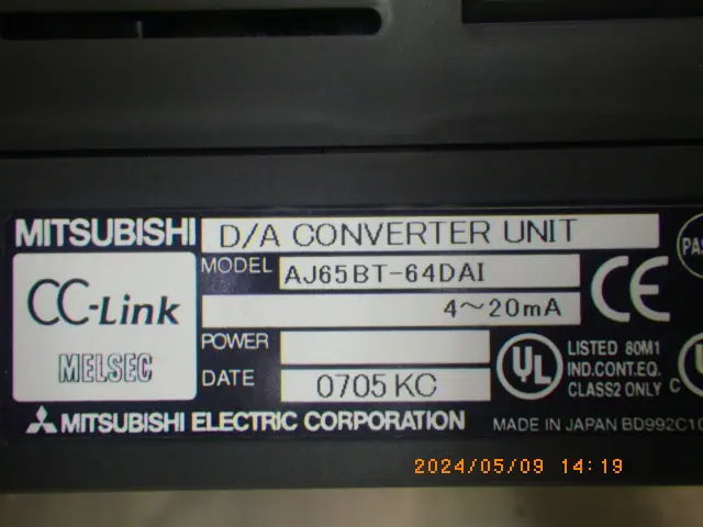 三菱電機 Mitsubishi AJ65BT-64DAI 銘板写真(2/2)