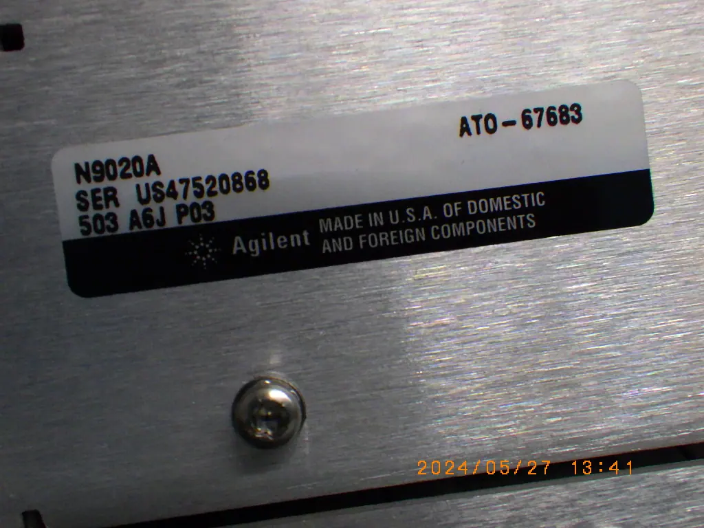 キーサイト(HP/アジレント) Keysight MXA N9020A 銘板写真(2/2)