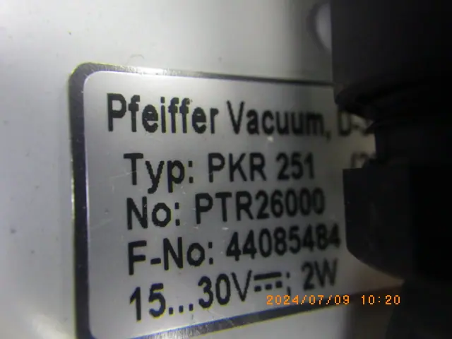 ファイファー Pfeiffer PKR251 銘板写真(2/2)