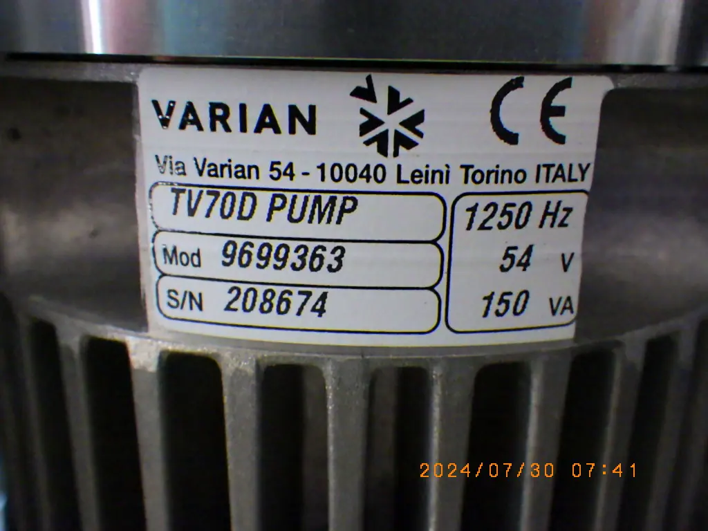 バリアン Varian TV70D 銘板写真(2/2)