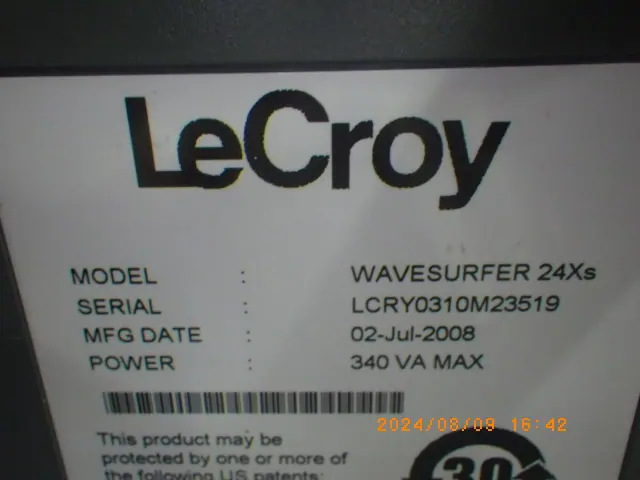 レクロイ LeCroy WAVESURFER24Xs 銘板写真(2/2)