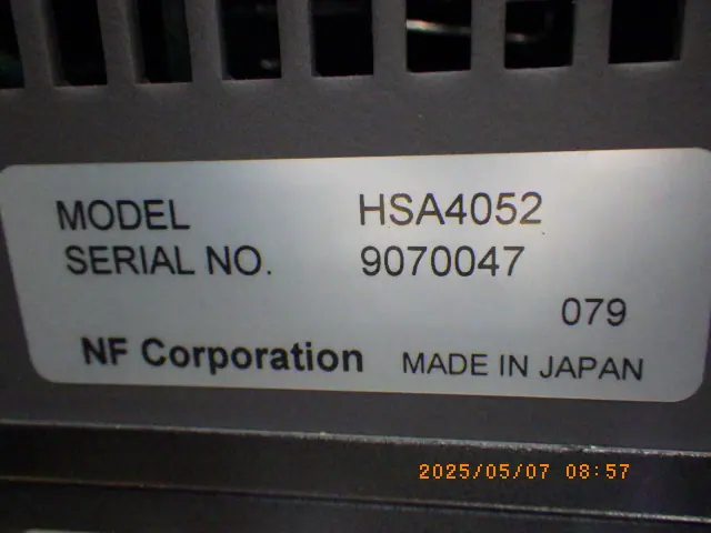 エヌエフ回路設計ブロック NF HSA4052 銘板写真(2/2)
