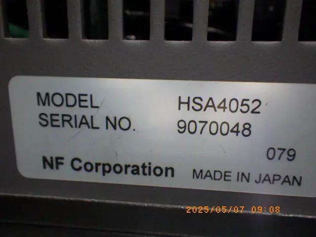 エヌエフ回路設計ブロック NF HSA4052 銘板写真(2/2)