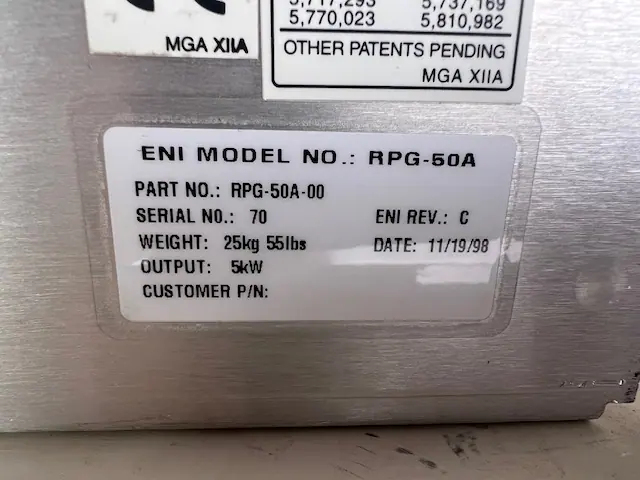 Eni RPG-50A 銘板写真(2/2)