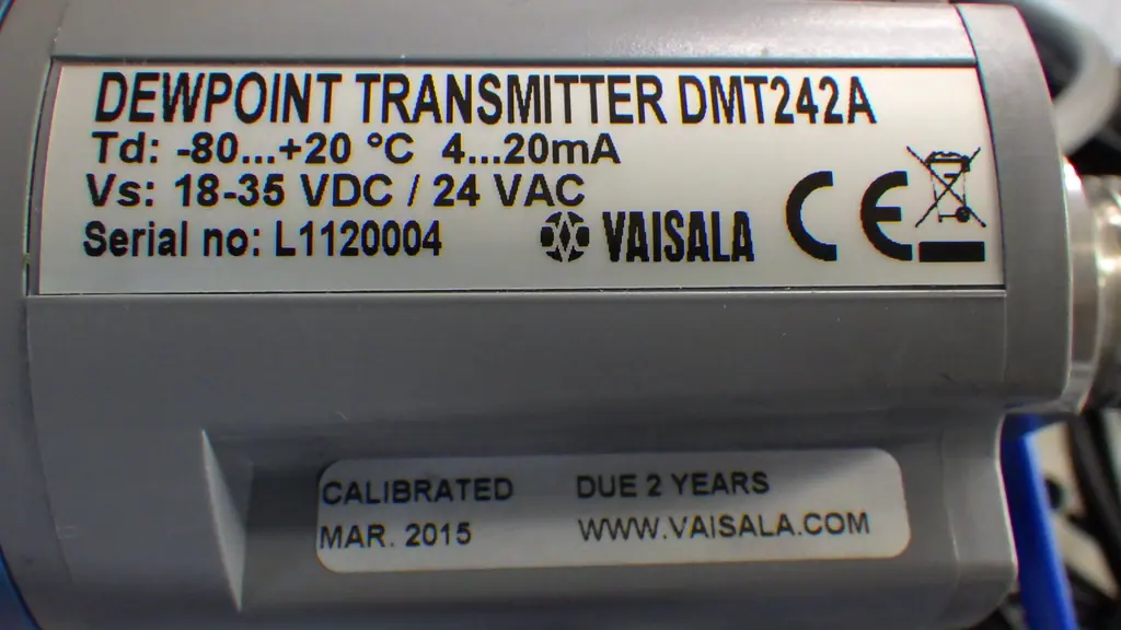 VAISALA DMT242A 銘板写真(2/2)