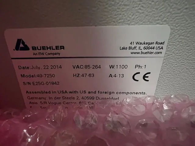 ビューラー BUEHLER EcoMet250(49-7250) 銘板写真(2/2)