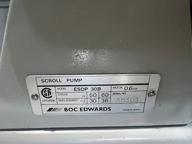 エドワーズ Edwards ESDP 30B 銘板写真(2/2)