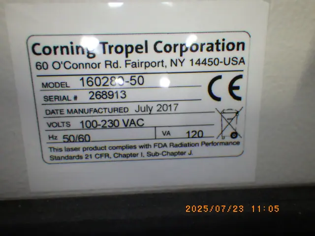 CORNING FLATMASTER-Ra:160280-50 銘板写真(2/2)