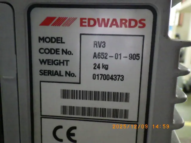 エドワーズ Edwards RV3 銘板写真(2/2)