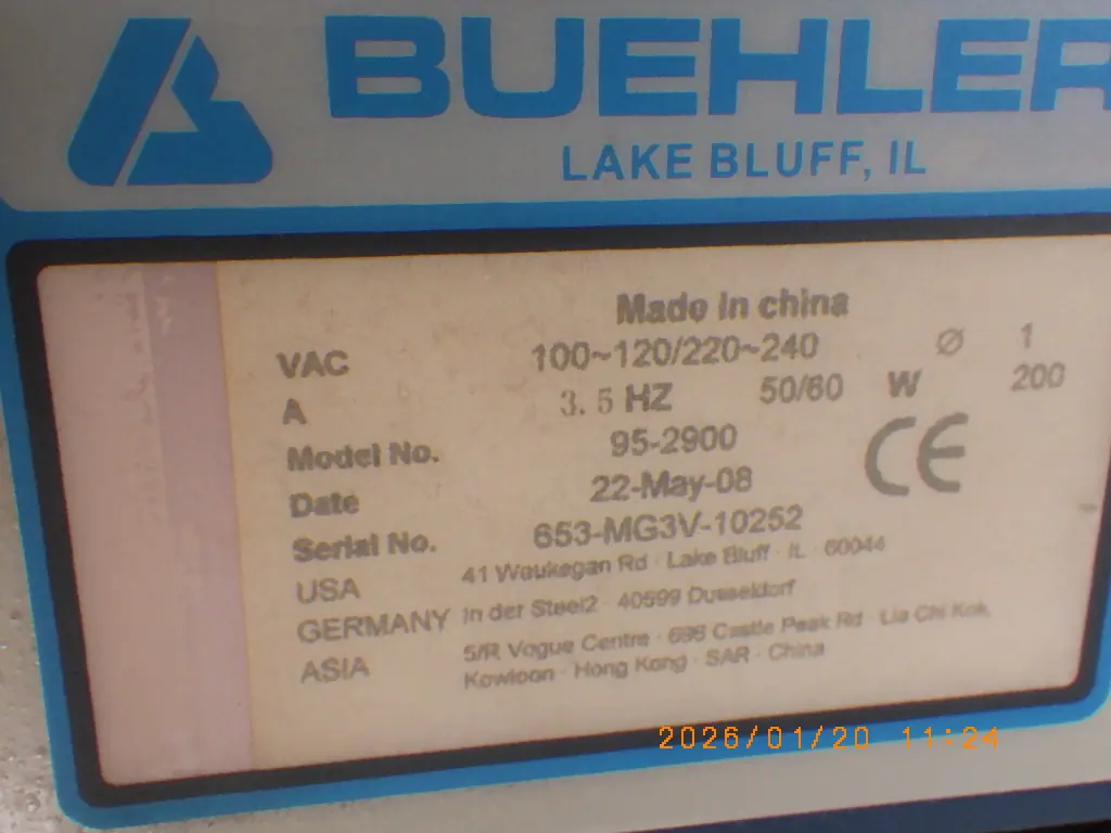 ビューラー BUEHLER MetaServ3000 銘板写真(2/2)