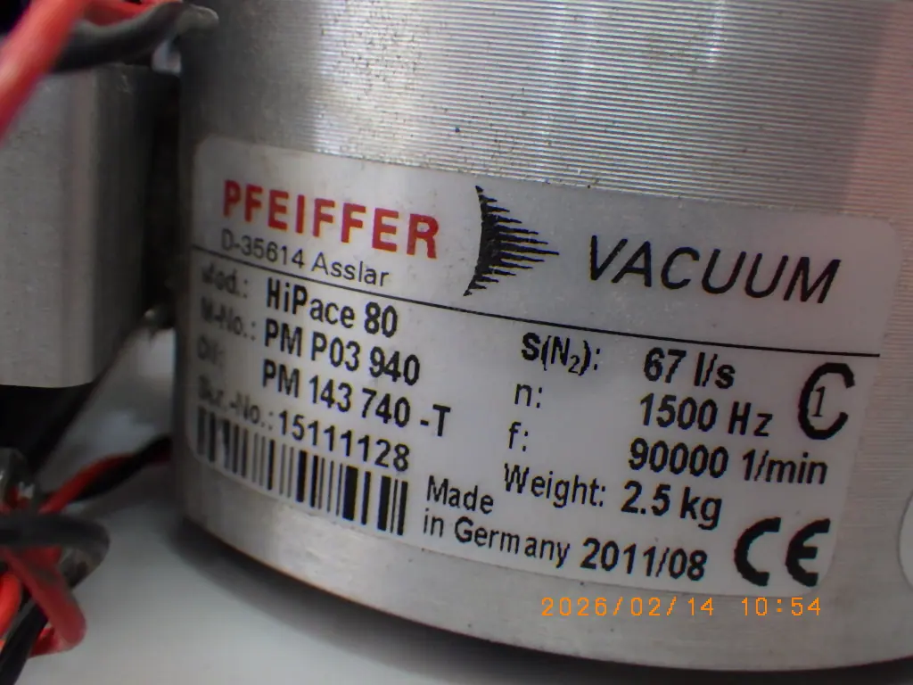 ファイファー Pfeiffer HiPace80 銘板写真(2/2)