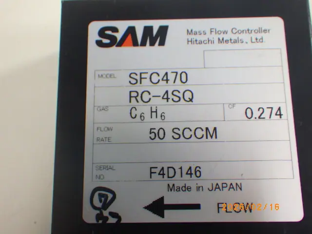 日立金属 SFC470RC-4SQ 銘板写真(2/2)