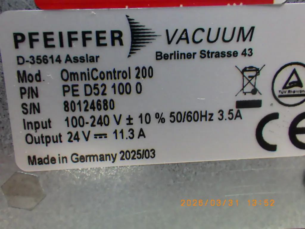 ファイファー Pfeiffer OmniControl200/PKR360 銘板写真(2/2)