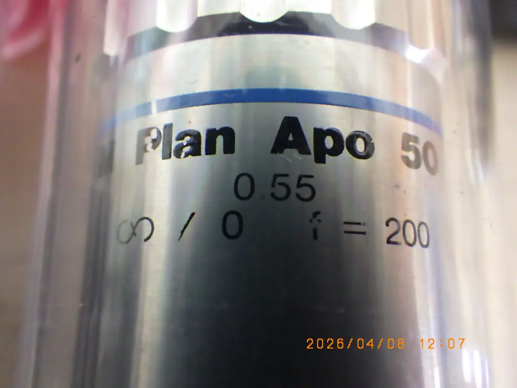 ミツトヨ Mitutoyo Plan Apo 50 銘板写真(2/2)