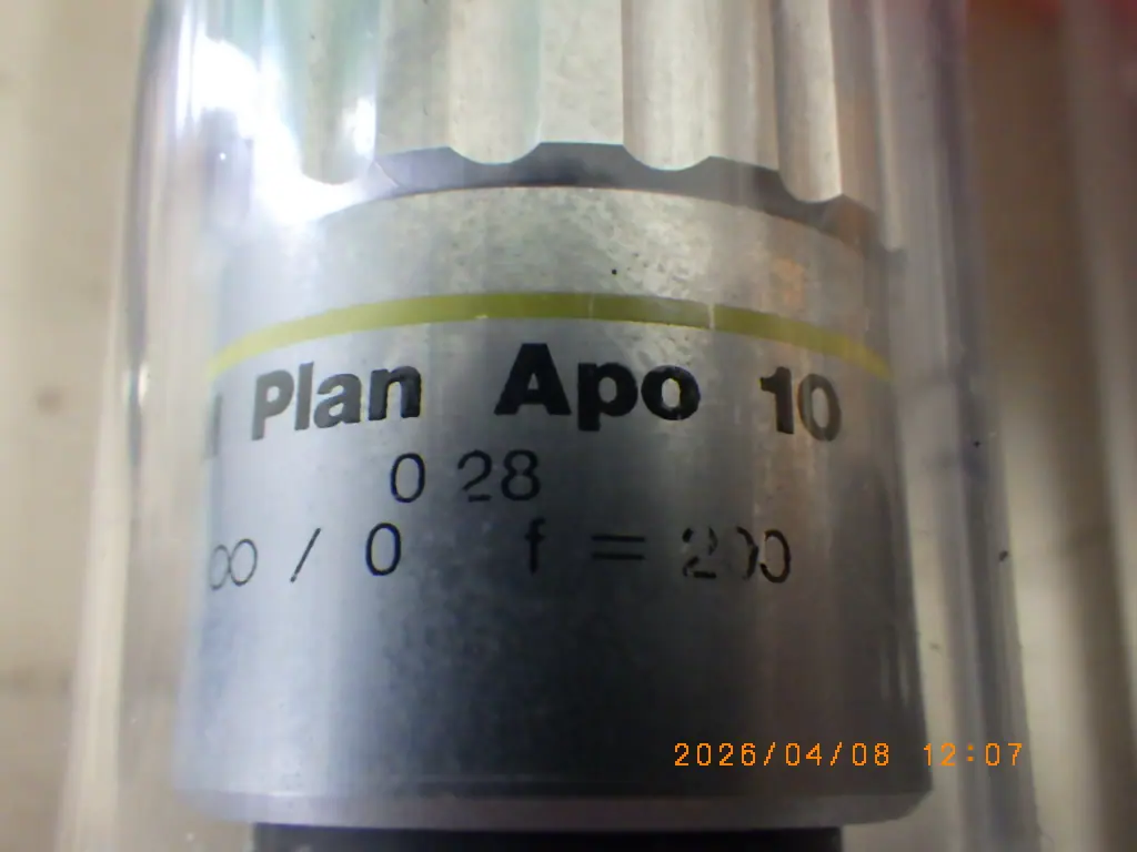 ミツトヨ Mitutoyo Plan Apo 10 銘板写真(2/2)