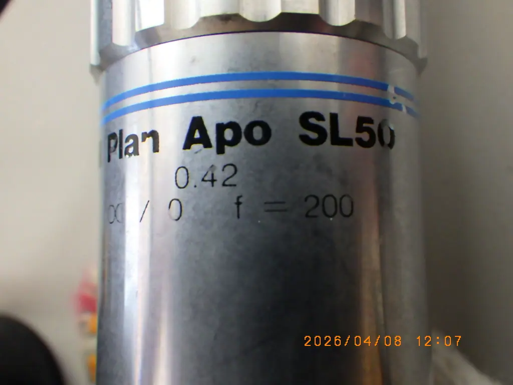 ミツトヨ Mitutoyo Plan Apo SL50 銘板写真(2/2)