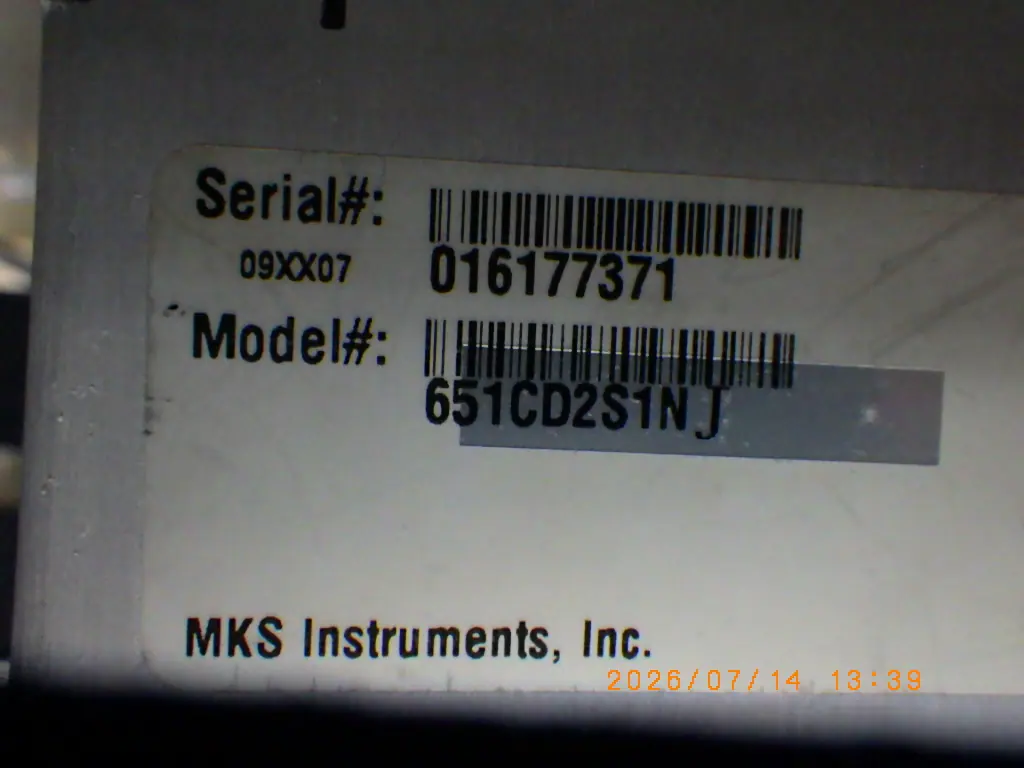 MKS 600series 651CD2S1N 銘板写真(2/2)