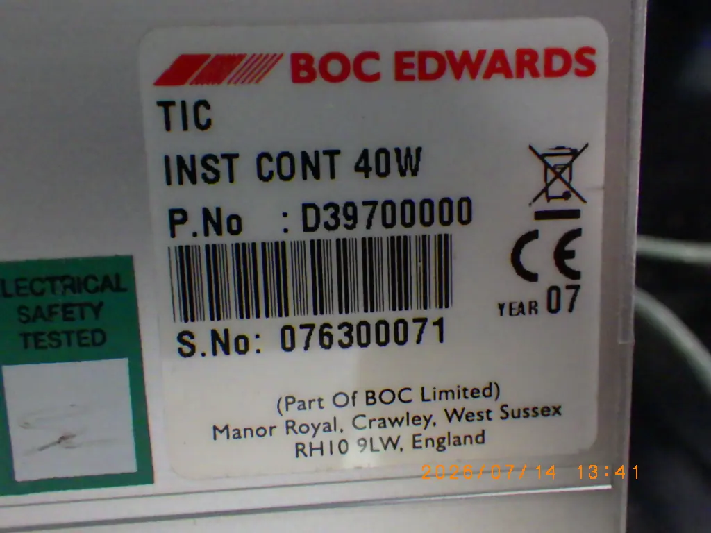 エドワーズ Edwards D39700000 銘板写真(2/2)