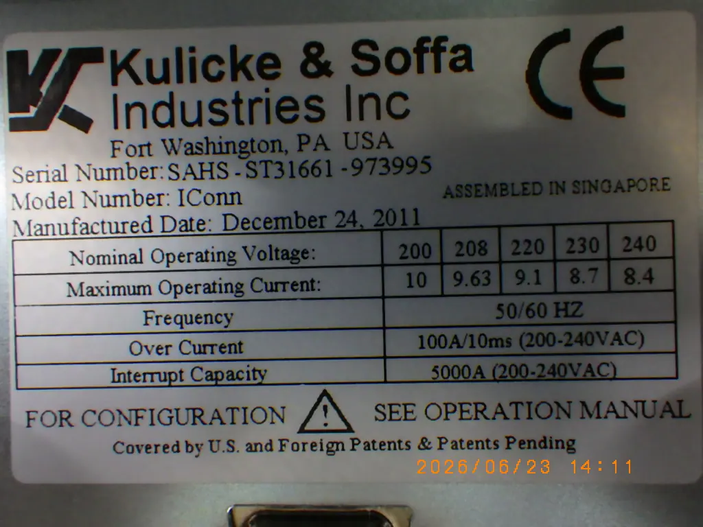 Kulicke&Soffa IConn 銘板写真(2/2)