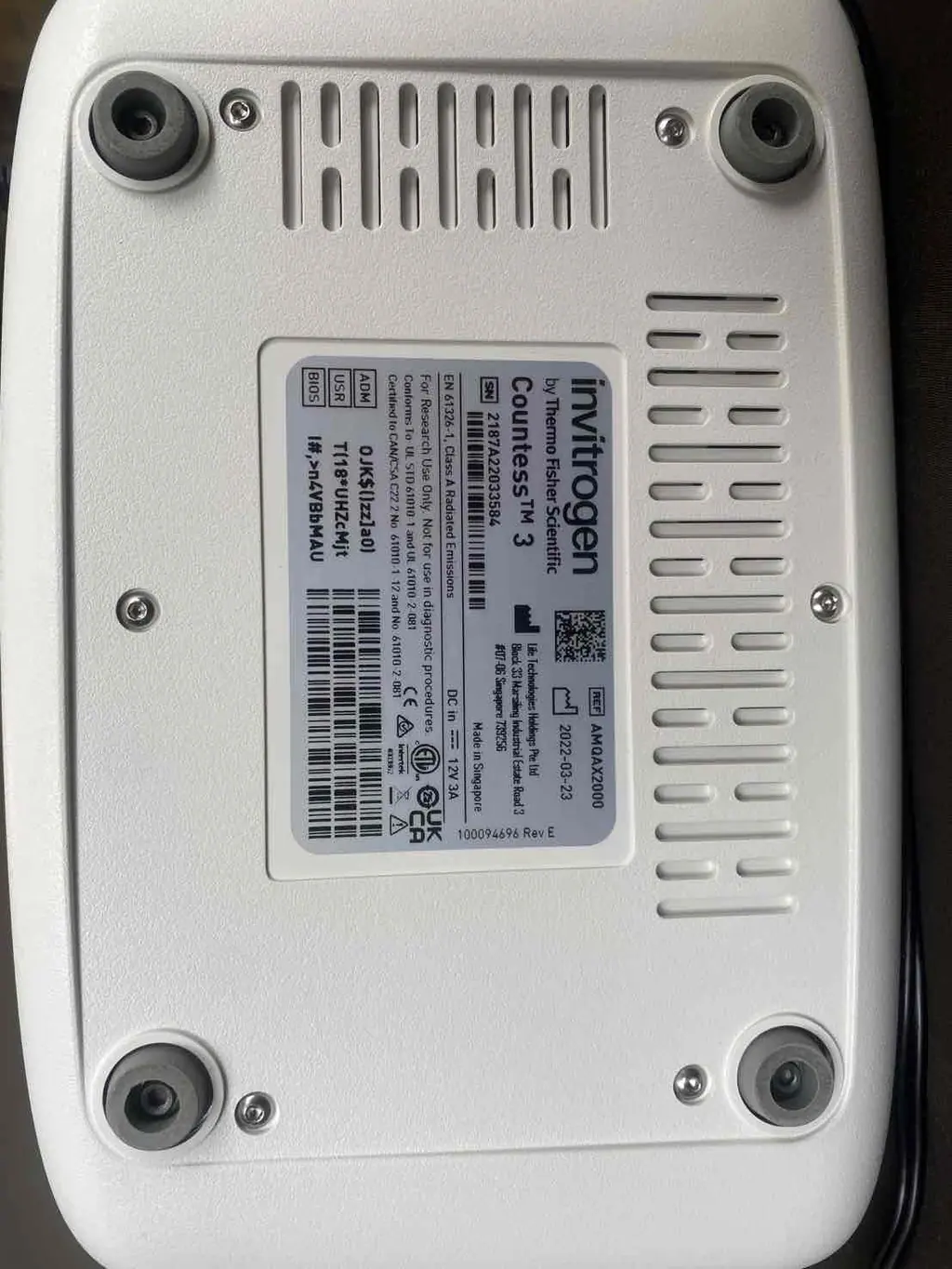 サーモフィッシャーサイエンティフィックThermo Fisher Countess 3 銘板写真(2/2)